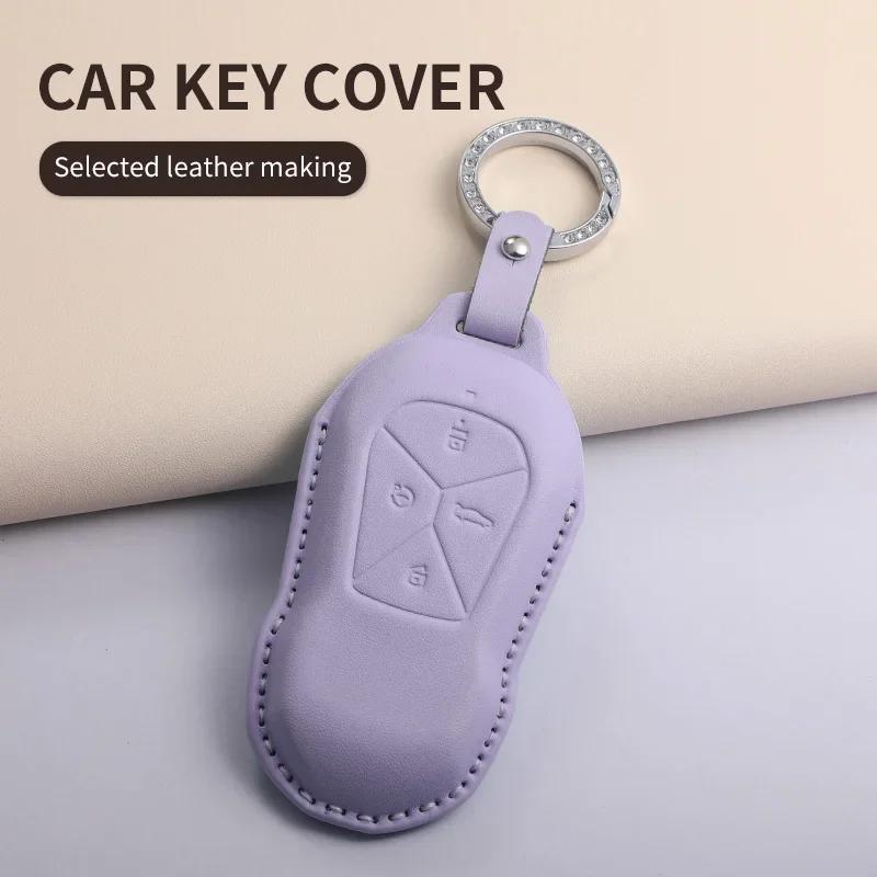 PU Leather Car Key Case Cover Holder Keychain Protective Shell for Xiaopeng Xpeng P5 P7 G3 G6 G9 G3i 2025 2025 Remote Key