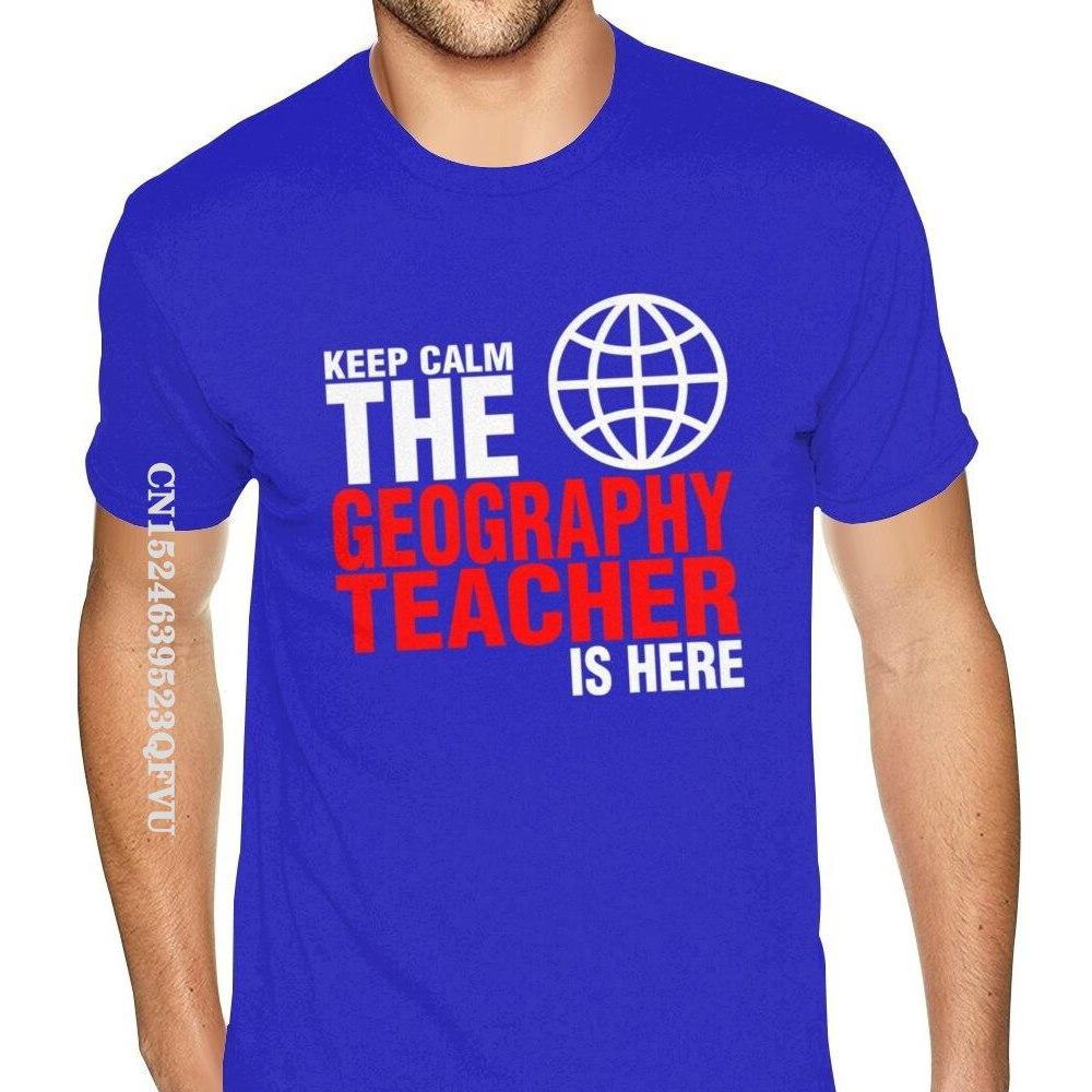 Grafisches Keep Calm Der Erdkundelehrer ist da T-Shirt für Männer Druck Gothic-Stil Anime-T-Shirt Hip-Hop-Druck T-Shirts