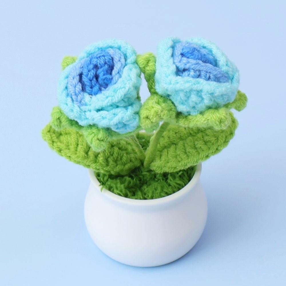 Hand-Knitted Wool Fake Flowers Set: Sunflower, Carnation, Tulip - Desktop Decor, Teacher/Student Gift, Everlasting Bouquet