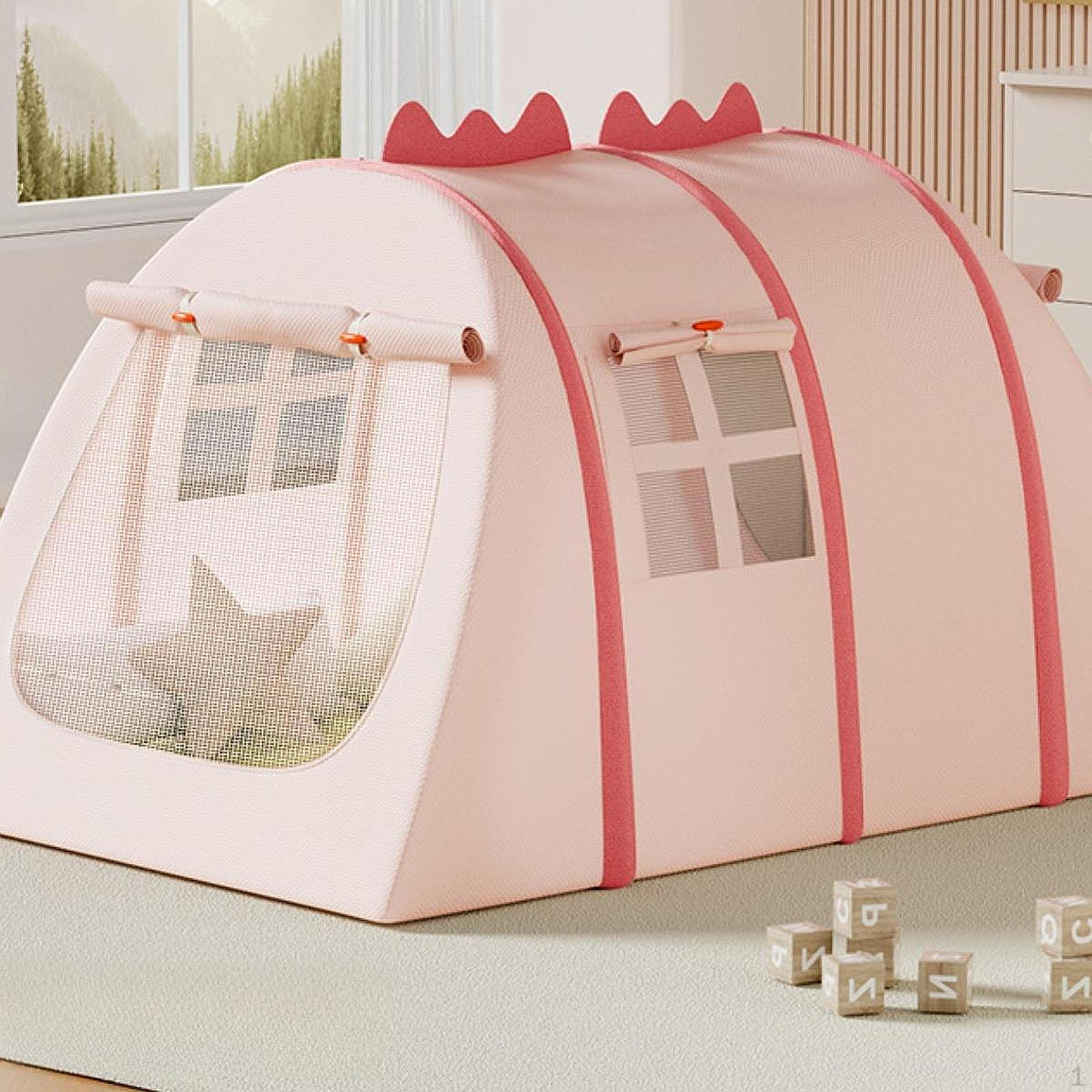 

Детская игровая палатка с игровым домиком для улицы, подарочная сумка для транспортировки окон для девочек Mesh Pink 52x36x28in