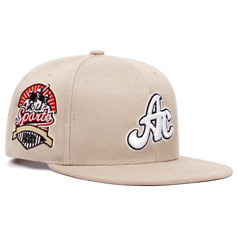AC Letter Side Pattern Embroidery Snapback Cap Men's Hip Hop Baseball Hat Versatile Trendy Unisex Sunshade Cowboy Hat