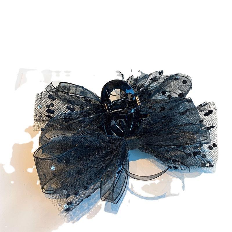 Korean Fashion Big Bow Hair Claw Ribbon Black White Two-sided Hair Clip Claw Clamp Headwear Girls Women Hair Accessories