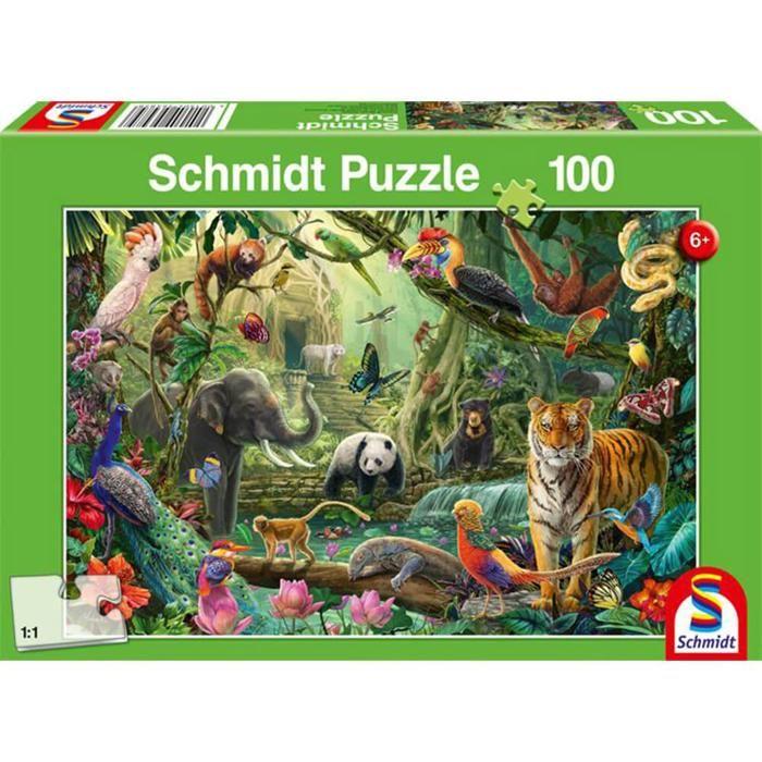 Puzzle 100 Pièces : Faune Colorée Dans La Jungle