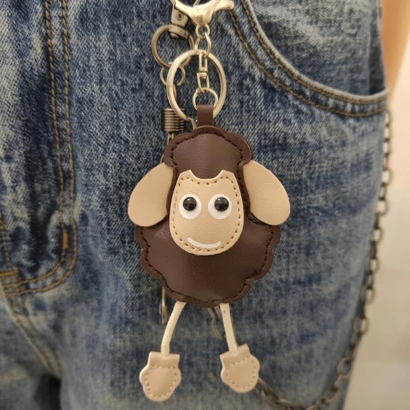 Cute Pu Leather Sheep Keychain Adorable Cartoon Light Weight Perfect For Backpack Phone Decoration Gift For Girls