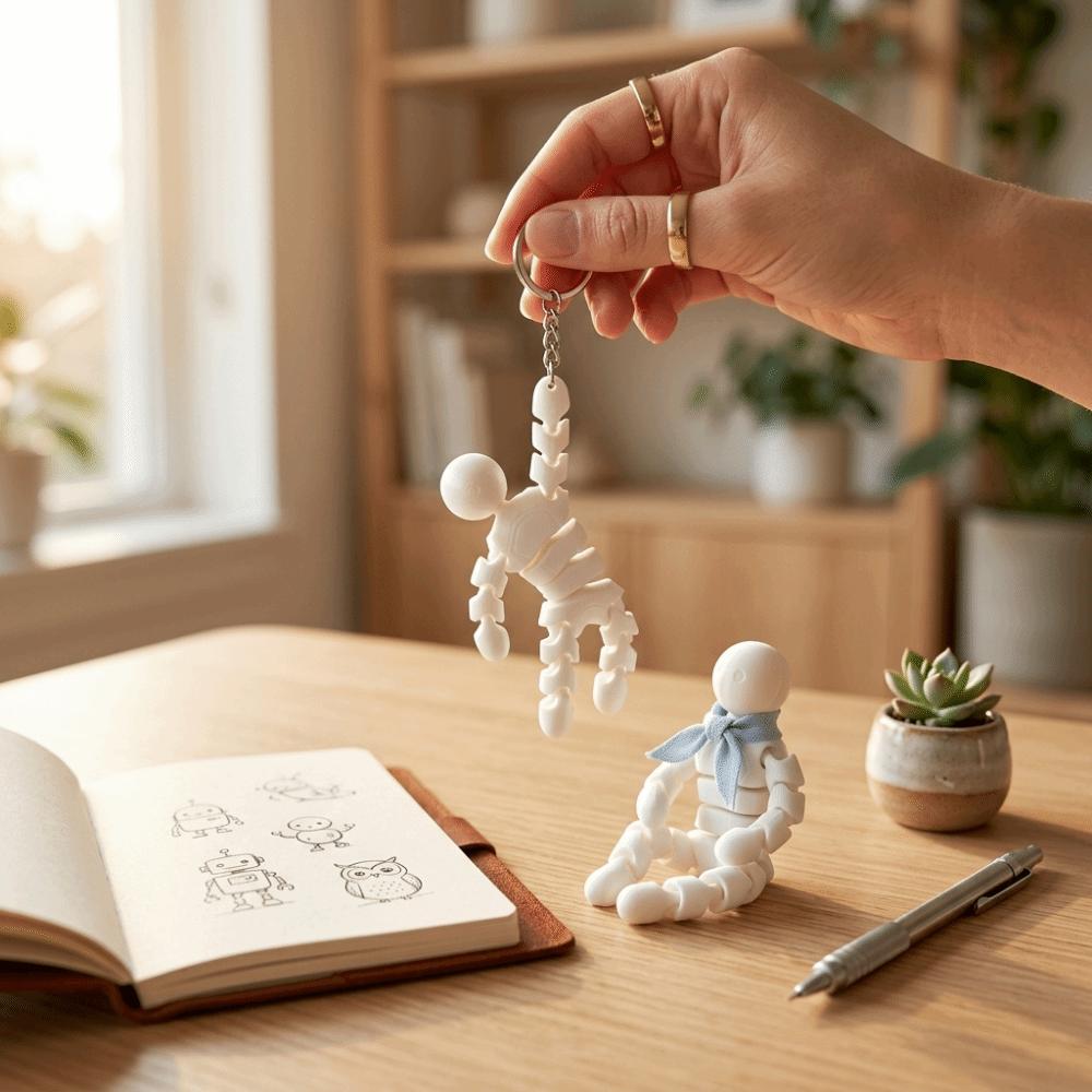 Movable Joints 3D Printed Keychain Creative Styling Stress Relief Toy Hanging Ornament Pendant