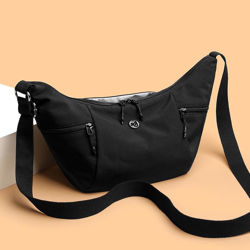 Women's Lightweight Nylon Hobo Bag - Crescent Crossbody Purse with Adjustable Strap (Water-Resistant for Work & Daily Use)