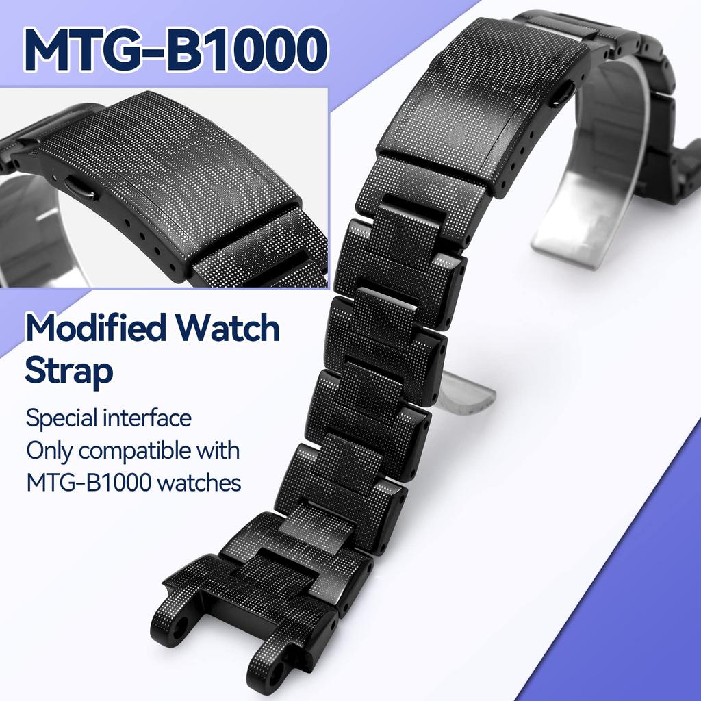 Metal Band 316 Stainless Steel Watch Band Replacement Parts for Casio and Bracelet, G-SHOCK Men's MTG-B1000 (Camouflage)