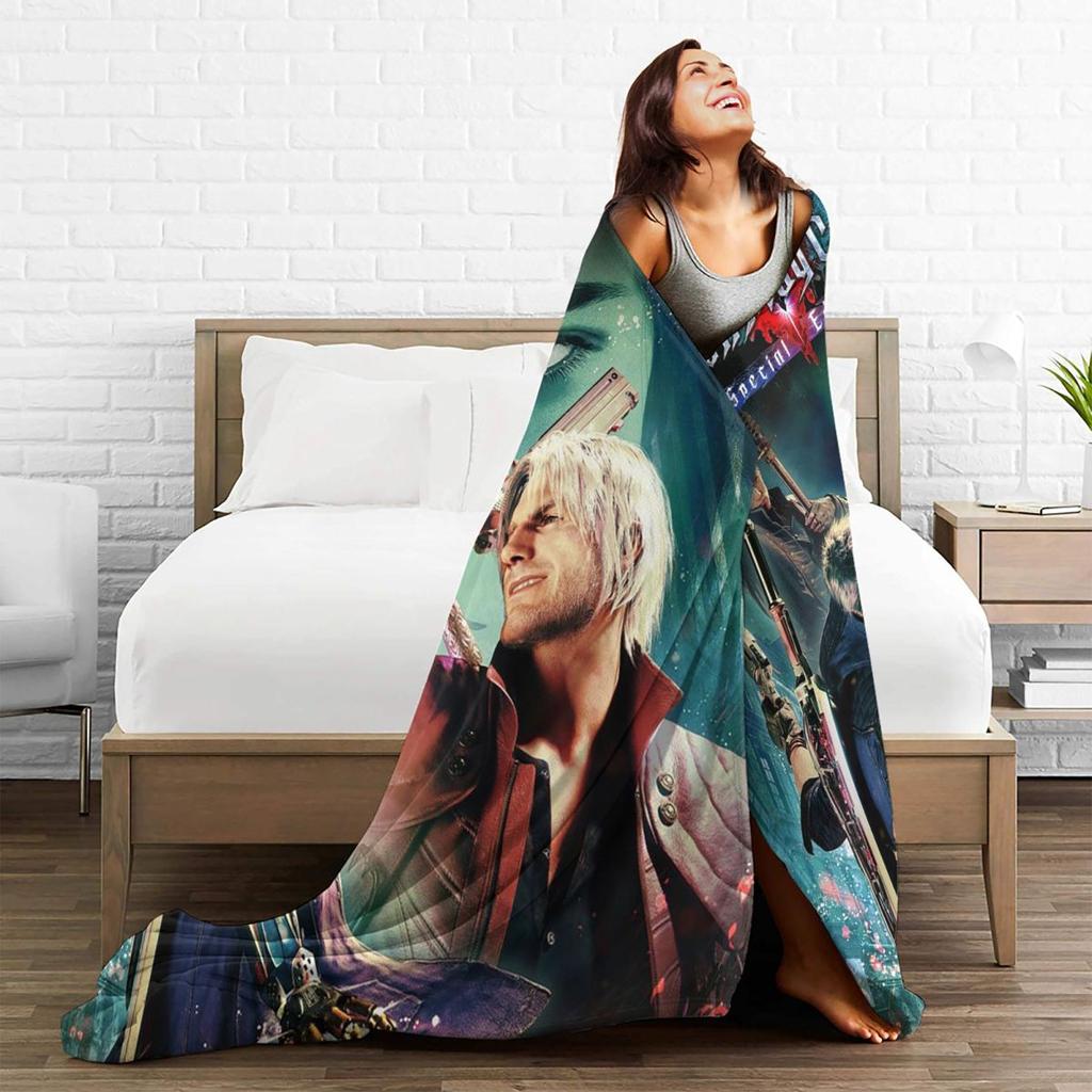 D-Devil May Cry DMC Game Gamer Blankets Soft Warm Flannel Throw Blanket Cover for Bed Living room Picnic Travel Home Couch