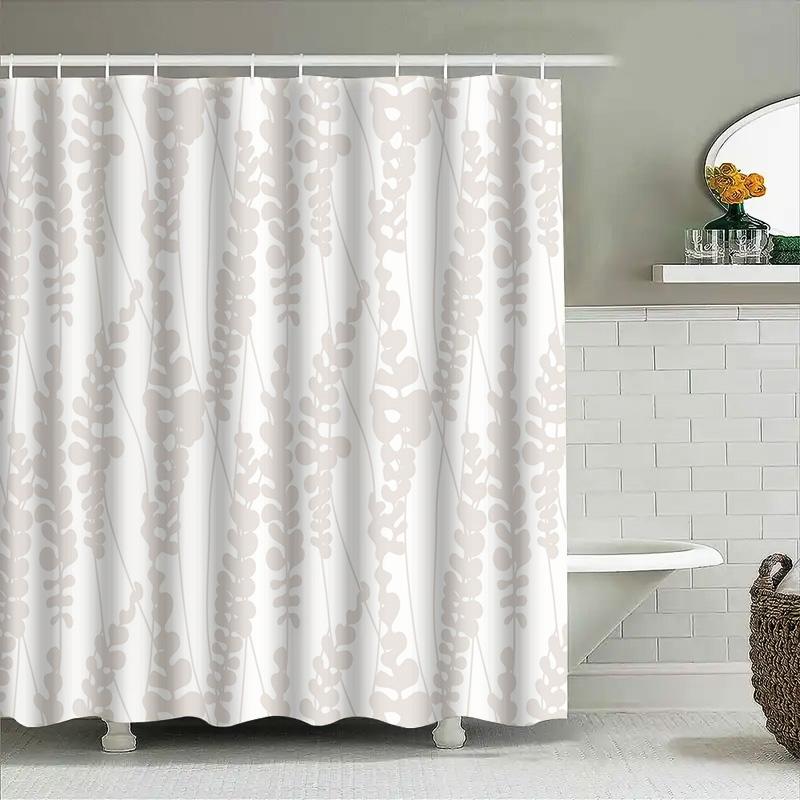 Shower Curtain Botanical Leaf Pattern Waterproof Bathroom Decor Farmhouse Style Fabric Backdrop Vintage Nature Themed Showerline