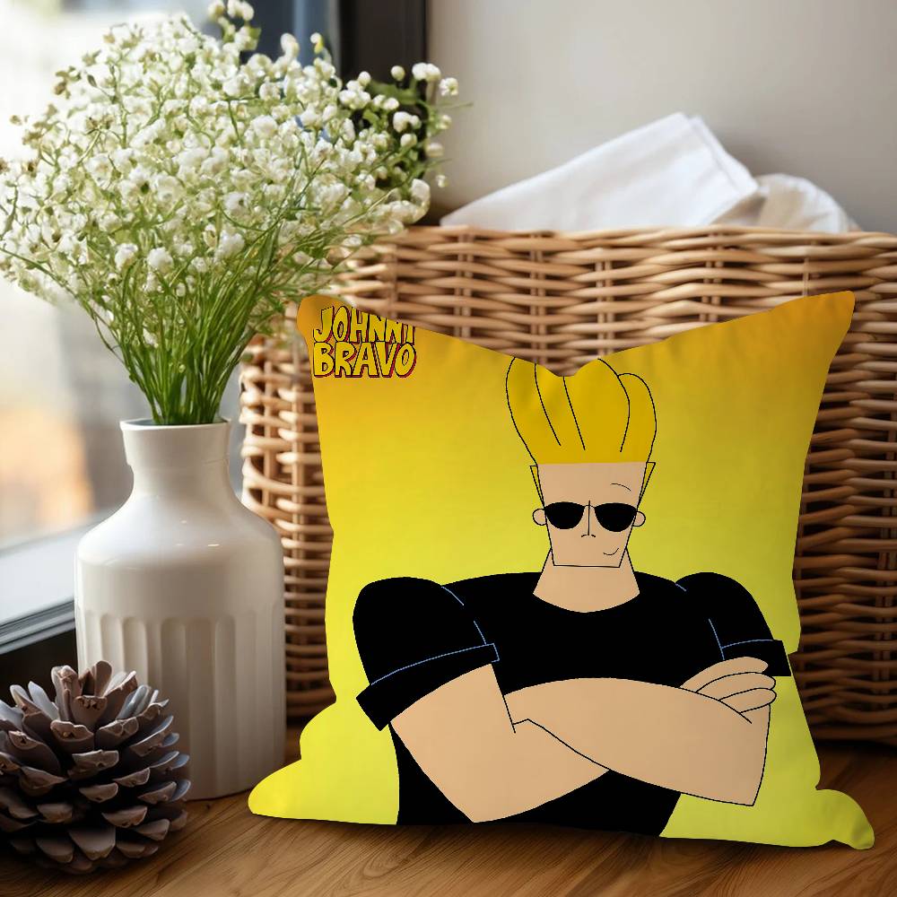Cartoon J-Johnny Bravo Cushion Cover Inches Farmhouse Decor Home Throw Pillow Covers For Couch Decorations