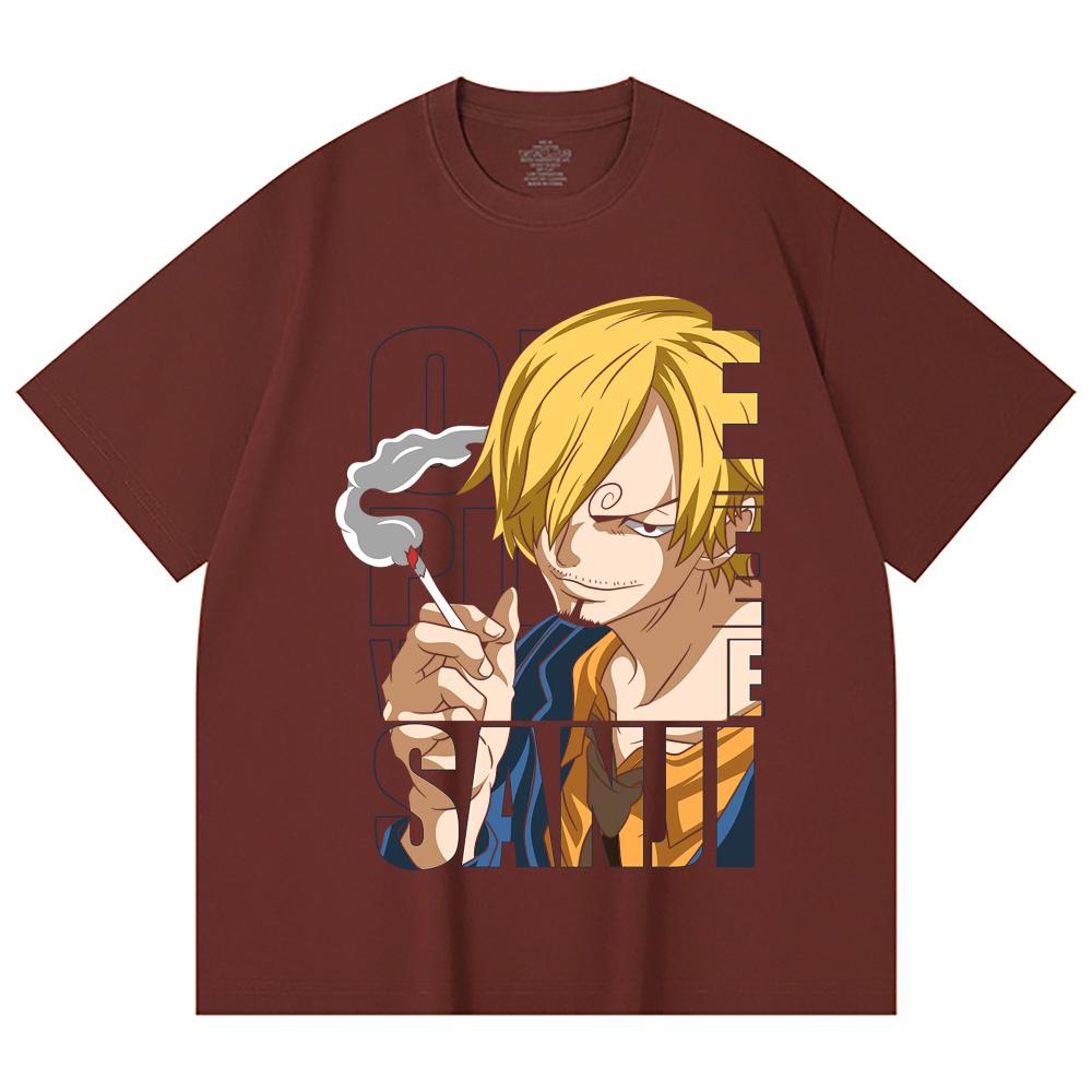 230 Gsm 100% Cotton One Piece V62 Sanji Print Unisex Heavy Cotton T Shirt
