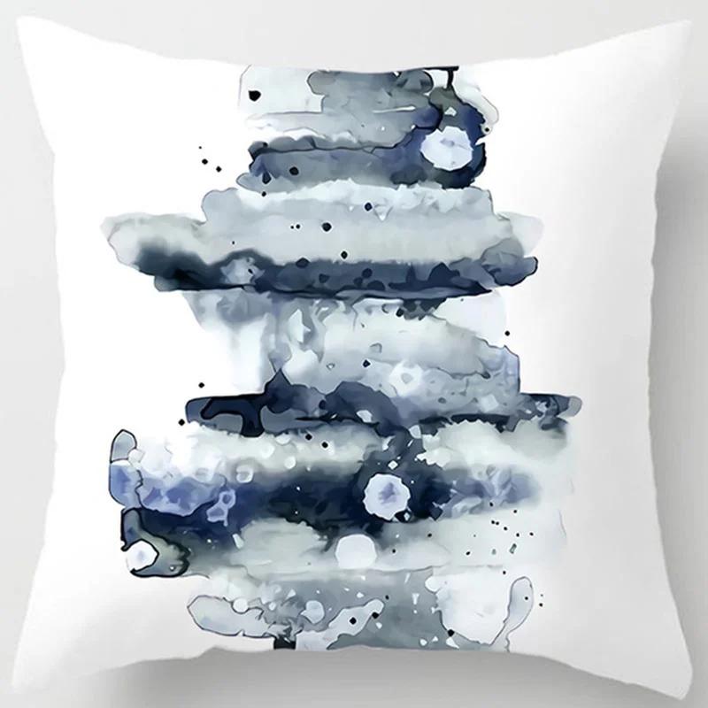 Blue Tone Style Printed Square Pillowcase Car Sofa Cushion Cover Decorative Home Decoration Bohemian Throw Pillow Covers40x40cm