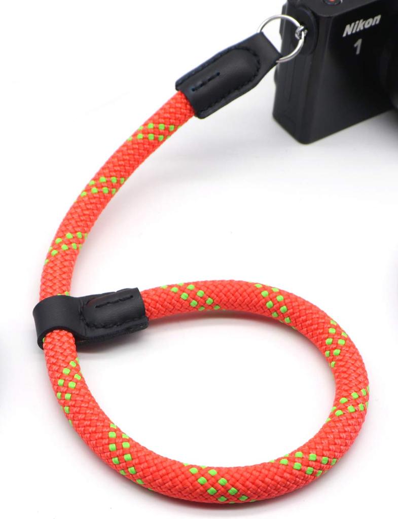 INPON Hand Strap with Metal Ring and Ring Orange and Wire Diameter Cover, Green, 9.5mm