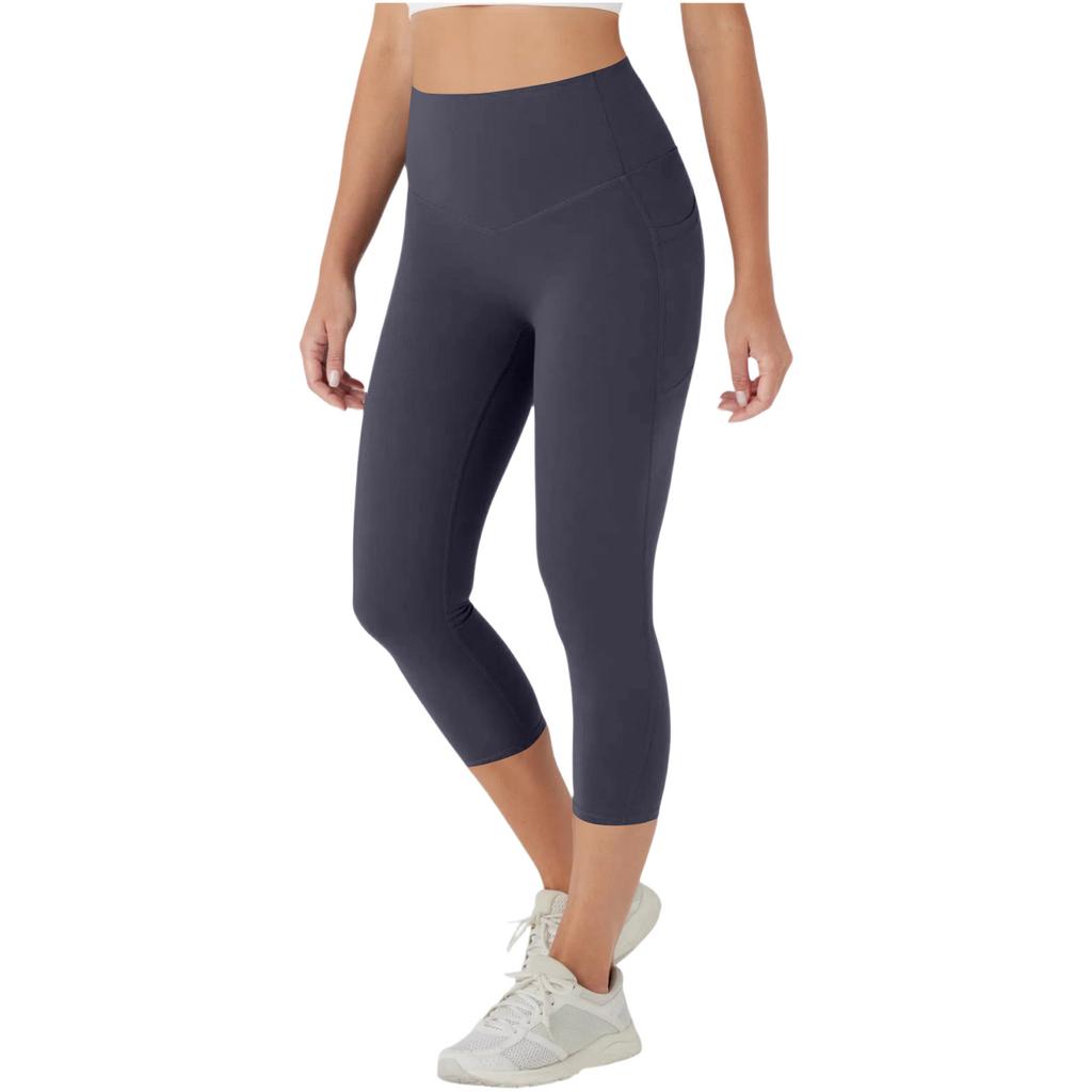 Women's High-waisted Color Yoga Pants With Side Pockets