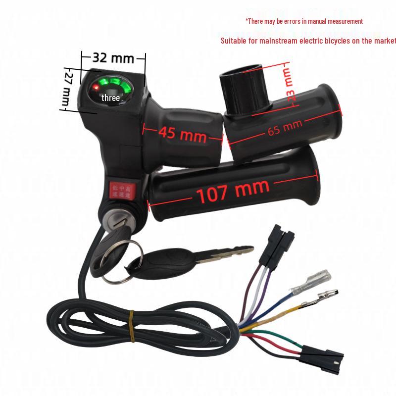 Four-Light Electric Bicycle Throttle with Half-Handle Grip and Three-Speed Voltage Display