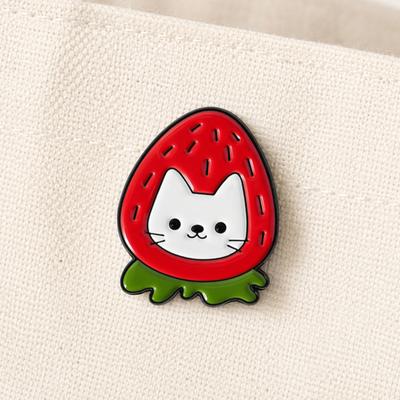 Bag Decoration Brooch Enamel Metal Pin, Fruits Vegetables Cats Design Lapel Three-dimensional Bright Color Badge for Shirts Jackets Bags