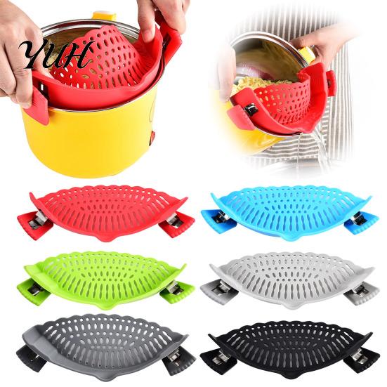 Practical Kitchen Accessory for Home Silicone Pot Edge Strainer, Clip-on Colander Pasta Vegetables, Multipurpose Food Strainer Non Slip Drainer