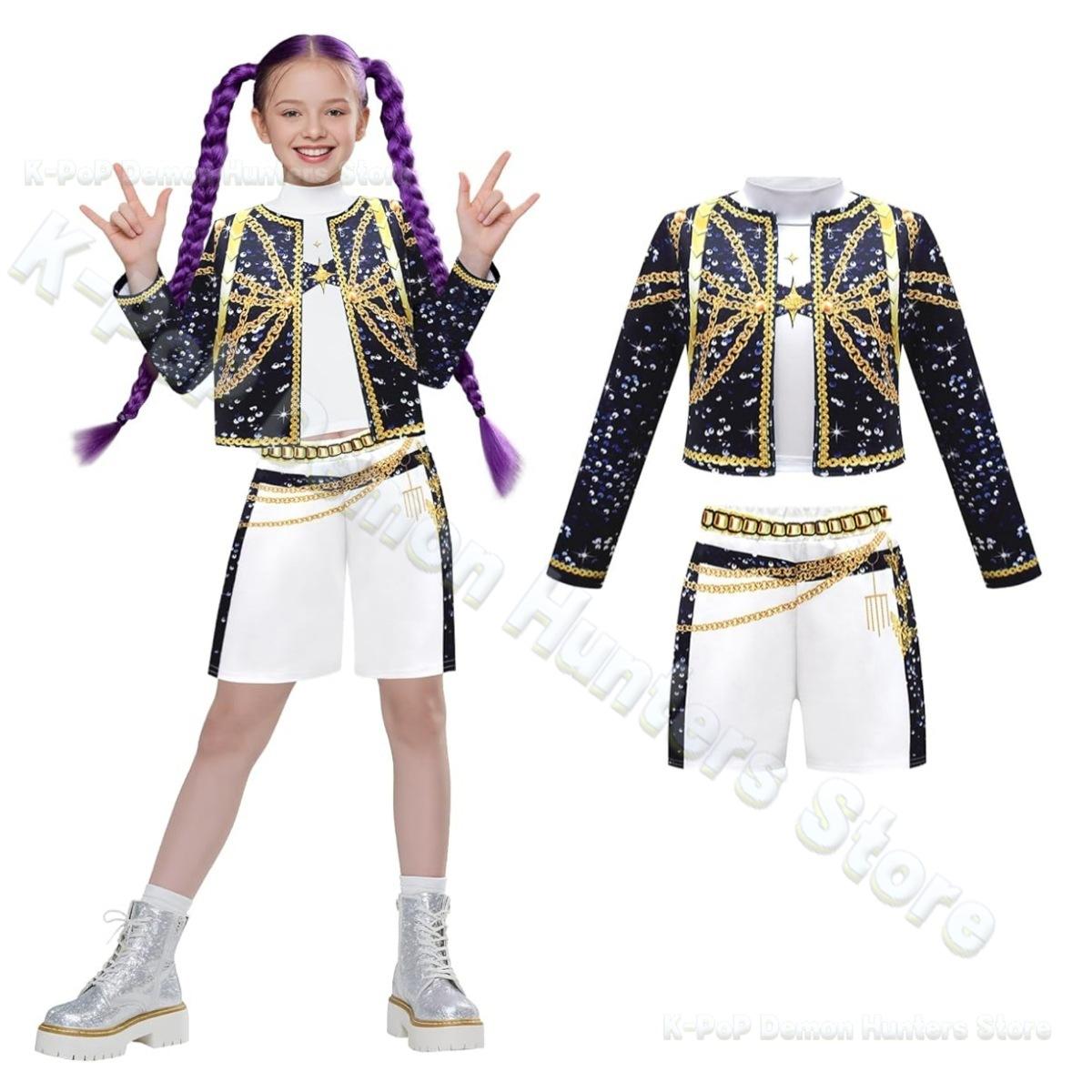 

New Movie K-Pop Demon Hunters Zoey Rumi Mira Costume Fancy Dress Cosplay Virtual Idol Cosplay for Girls Kids Hallowee 100cm