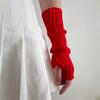 Long Fingerless Gloves Knitted Arm Sleeves Stretchy Arm Cover Thumb Hole Mittens