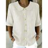 Elegant Commuting Loose Solid Button Half Sleeve Shirt For Women