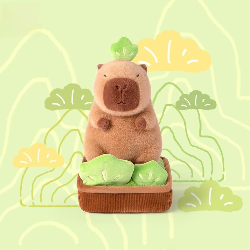 Capybara Plush Potted Toy Cute Soft Filled Doll Desktop Decoration Gift Holiday
