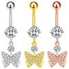 Modische Pentagramm Bauchnabelringe Edelstahl Langes Anhänger Schmetterling Herz Bauchnabelpiercing Ring Für Frauen Körperschmuck