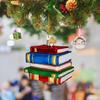 Acrylic 3D Mini Book Christmas Decoration Xmas Gifts Book Lovers Hanging Ornament Bookshelf Pendant