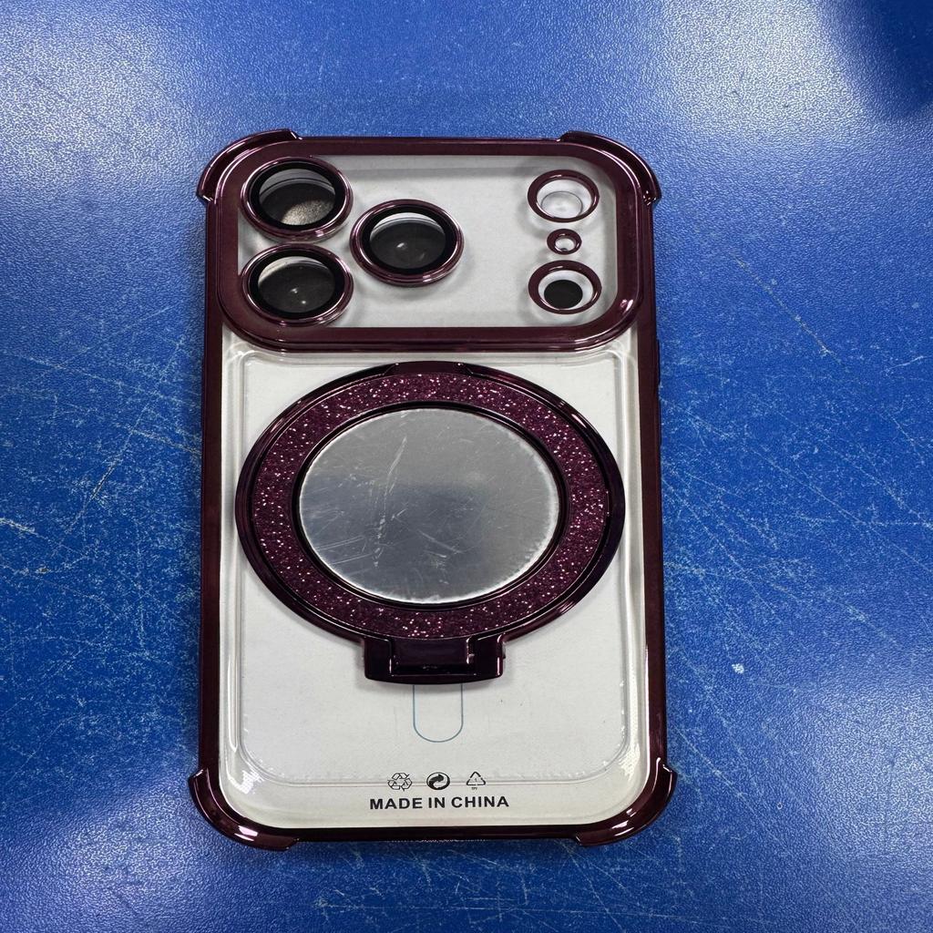Applicable To iPhone18Pro Mobile Phone Case Apple 17 All-inclusive Electroplated Four-corner Anti-drop Mirror Magnetic Suction Bracket