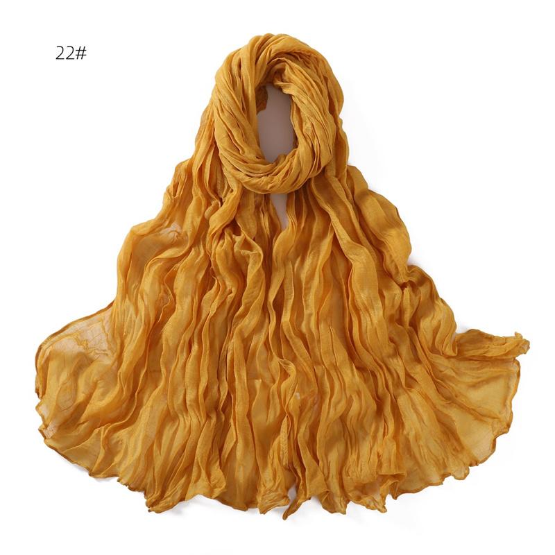 85 * 180cm Wrinkled Cotton And Line Designer Scarf Head Hijab Wrap Women Shawls Femme Lady Headband Muslim Hijabs Ramadan
