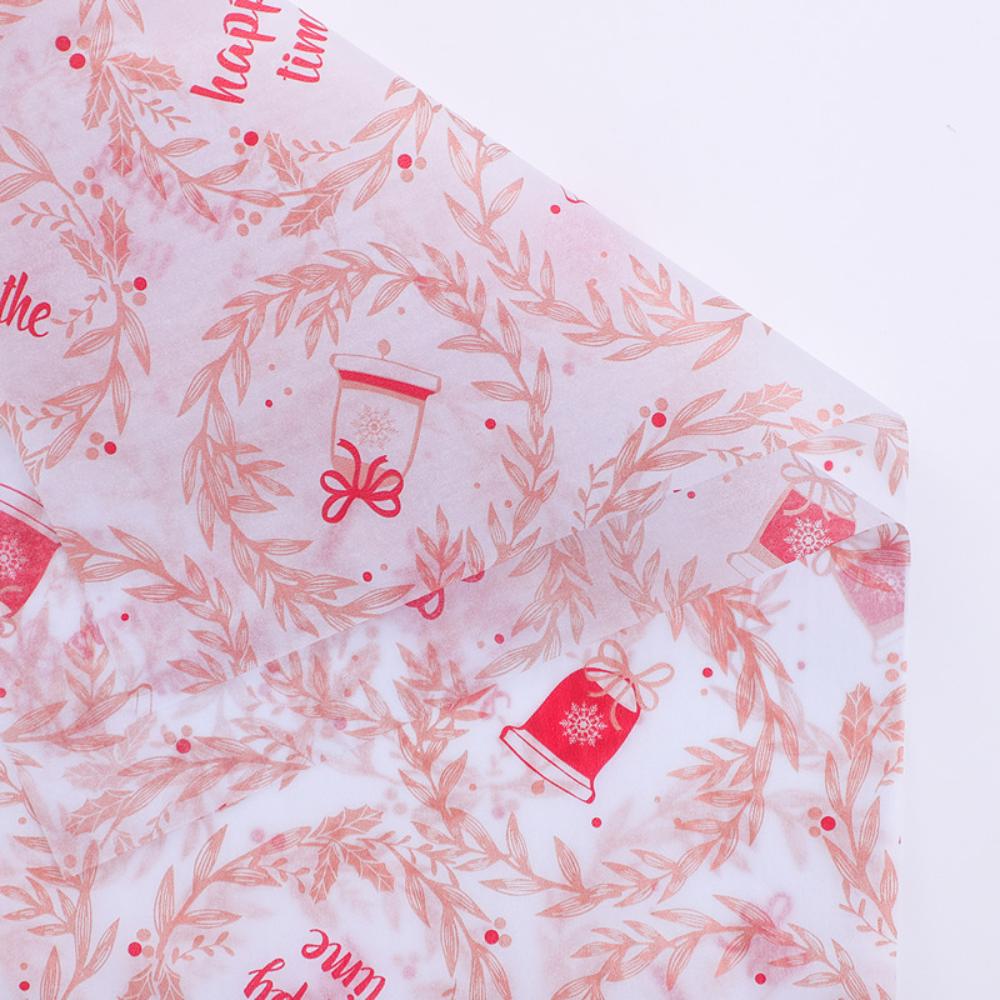 10 Sheets Christmas Decoration Tissue Paper for Flowers Gifts Wrapping Christmas Wreath Bell Printed DIY Craft Decoration Paper