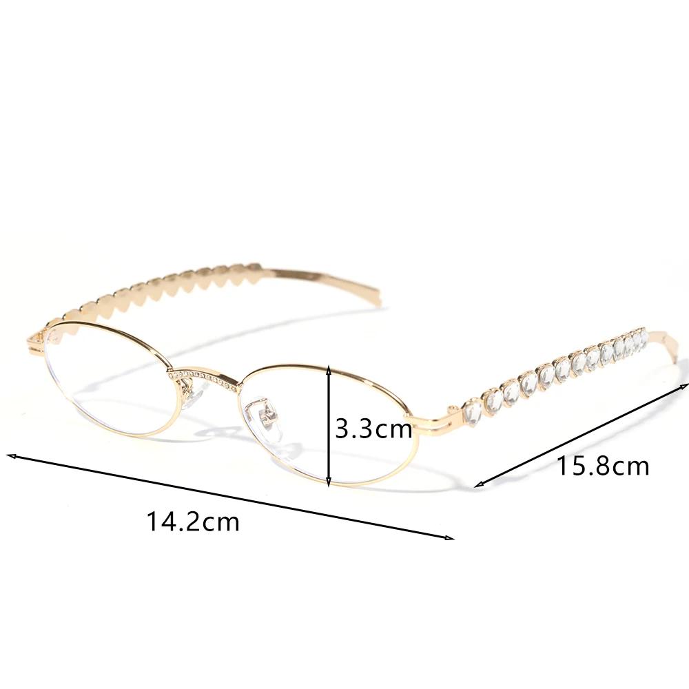 Damen Strass Sonnenbrille Stilvolle Ovale Sonnenbrille Vintage Runde Schwarze Gläser Luxus Bling Diamant Brillen