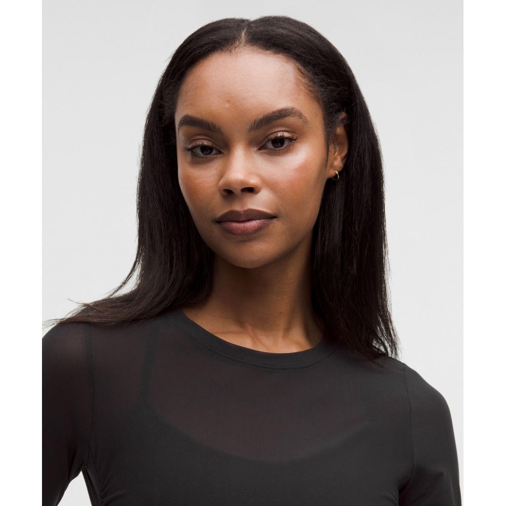 Lululemon Mesh Ruched Long Sleeve Shirt Black