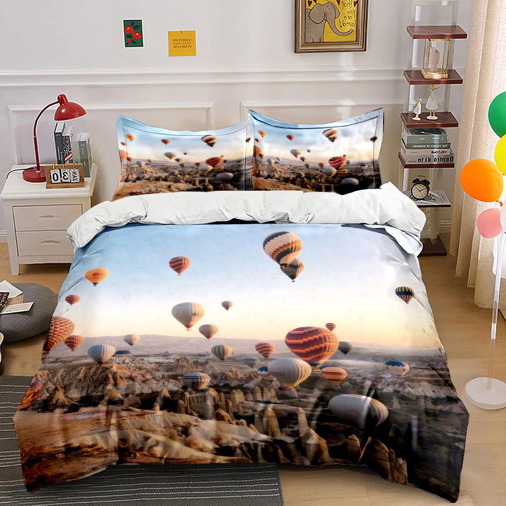 Colorful Hot Air Balloon Adventure Set Kid'S And Adults' Bedroom Decor, Exquisite Three-Piece Bedding Set Gift