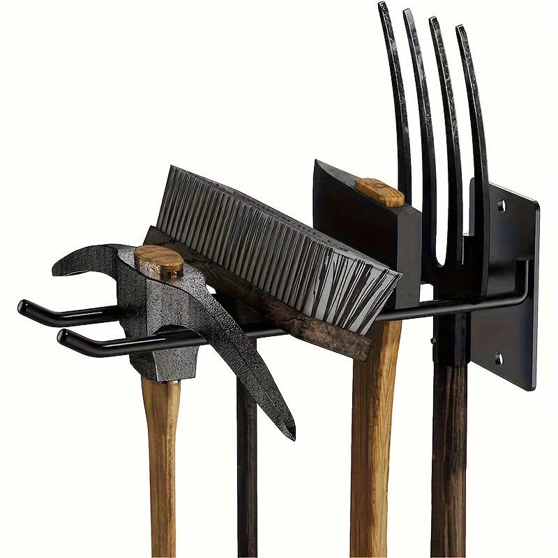 1Pc Wall-Mounted Metal Tool Holder - Multi-Use Garage & Garden Rack for Shovels Rakes Brooms - Heavy-Duty Iron Storage Hooks