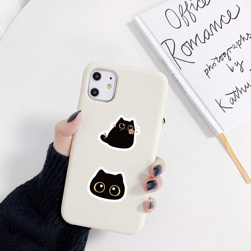 500PCS Black Cat Sticker Roll Graffiti Scrapbook Phone Case Skateboard Waterproof Cartoon Decoration Sticker Toys
