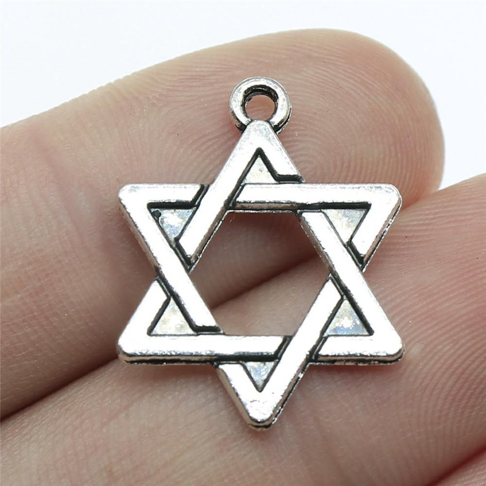 20pcs Star Of David Pendant Charms Antique Silver Color Star Of David Charms Jewelry DIY Star Of David Charms For Bracelet