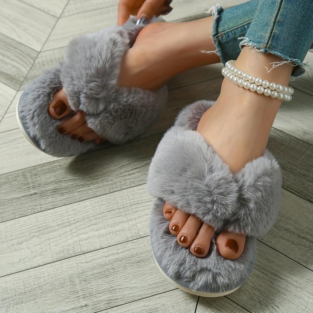Damen Gemütliche Kunstfell Hausschuhe - Weiche EVA Sohle, Bequeme Indoor/Outdoor Pantoletten mit Plüschfutter, Perfekt für Herbst & Winter