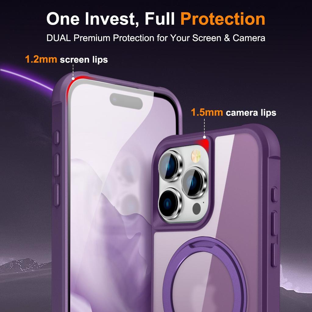 Suitable for iPhone 16 Plus 6.7inch Apple Phone Case with Rotating Magnetic Stand, Skin-feel Anti-drop Case 15