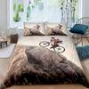 Bicycle Duvet Cover Set Motocross Racer Bedding Set King Size Mountain Bike Comforter Cover Extreme Speed Sports Bedspread Cover