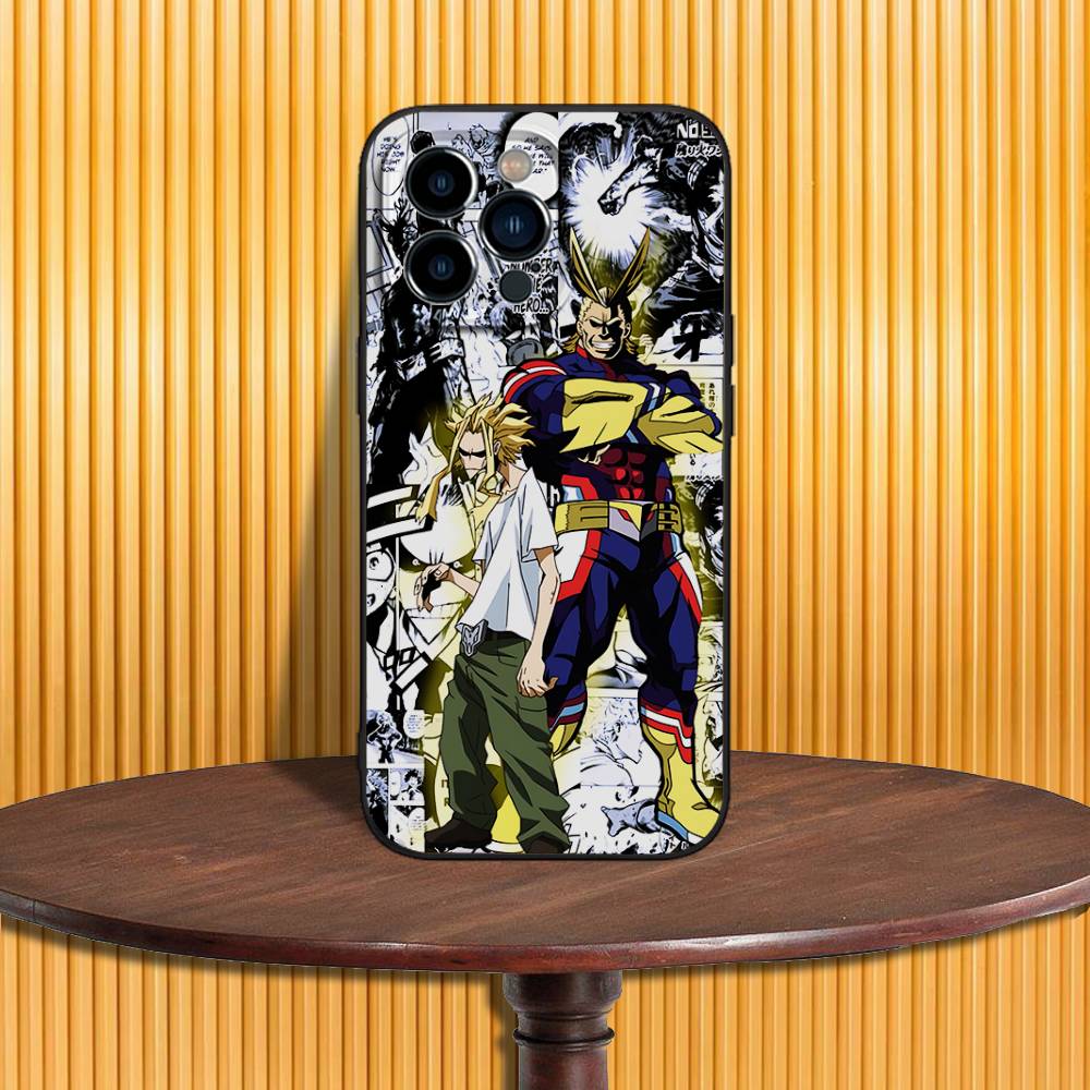 Toshinori Yagi MHA All Might Phone Case For iPhone 17,16,15,14,13,12,11,Pro,Max,Plus,X,XS,SE4,E,Mini,Soft Black Case