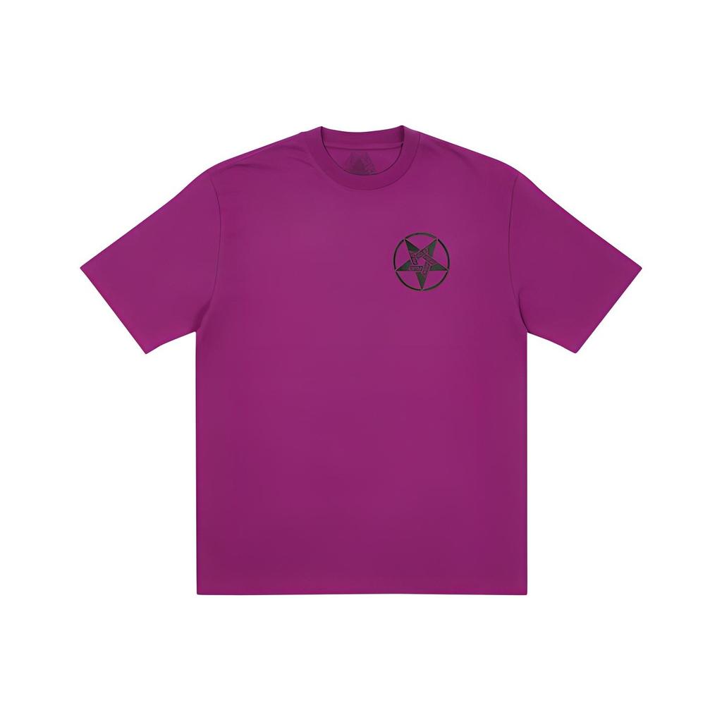 Palace Geometric Letter Print Loose Short Sleeve T-Shirt Unisex Tops Purple P21TS021