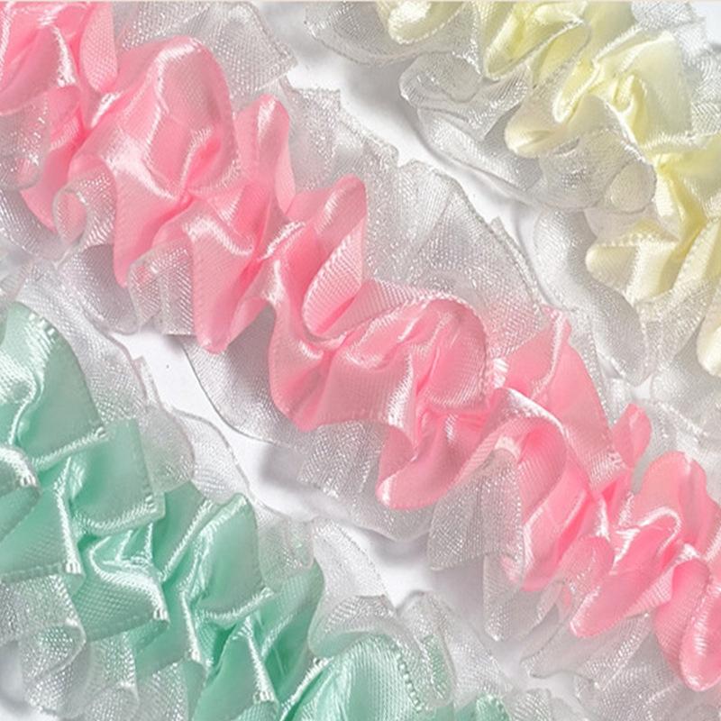 Lolita Satin Falten Spitzenbesatz 4cm Breit Rüschenkante für DIY Kleid Tasche Kleidung Dekor Nähen Bastelzubehör