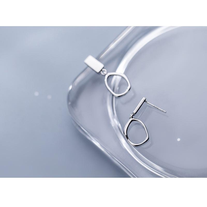 MODIAN Classic Irregular Oval Dangle Earring for Women Pure 925 Silver Simple Geometric Square Earring Fine Jewelry