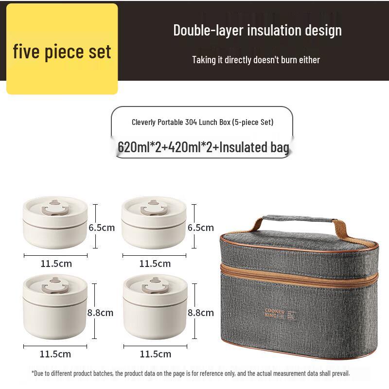 Chu Da Huang 5-Piece Insulated Bento Box Set