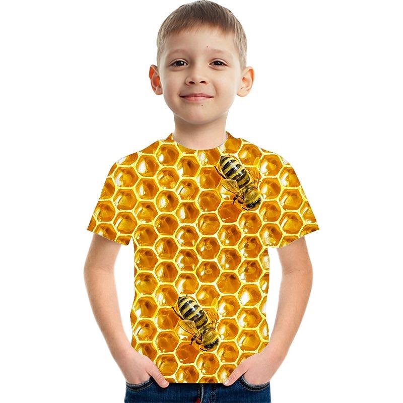 

Boys 3D Color Block Optical Illusion T shirt Short Sleeve 3D Print Summer Sports Streetwear Basic Polyester Rayon Kids 3-12 Years Outdoor Daily Indoor 110cm