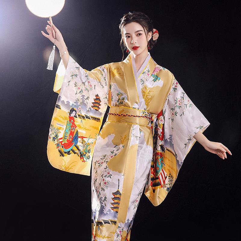 2025 Seiden Plus Size Japanischer Kimono Pyjama - Damen Trendiges Douyin-Inspiriertes Gewand Bademantel Hauskleidung