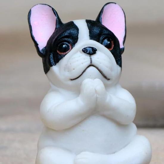 Yoga Meditation Dog Ornament Sitting Pug Figurine Statue Animal Sculpture Indoor Outdoor Garden Home Office Desktop Decoration