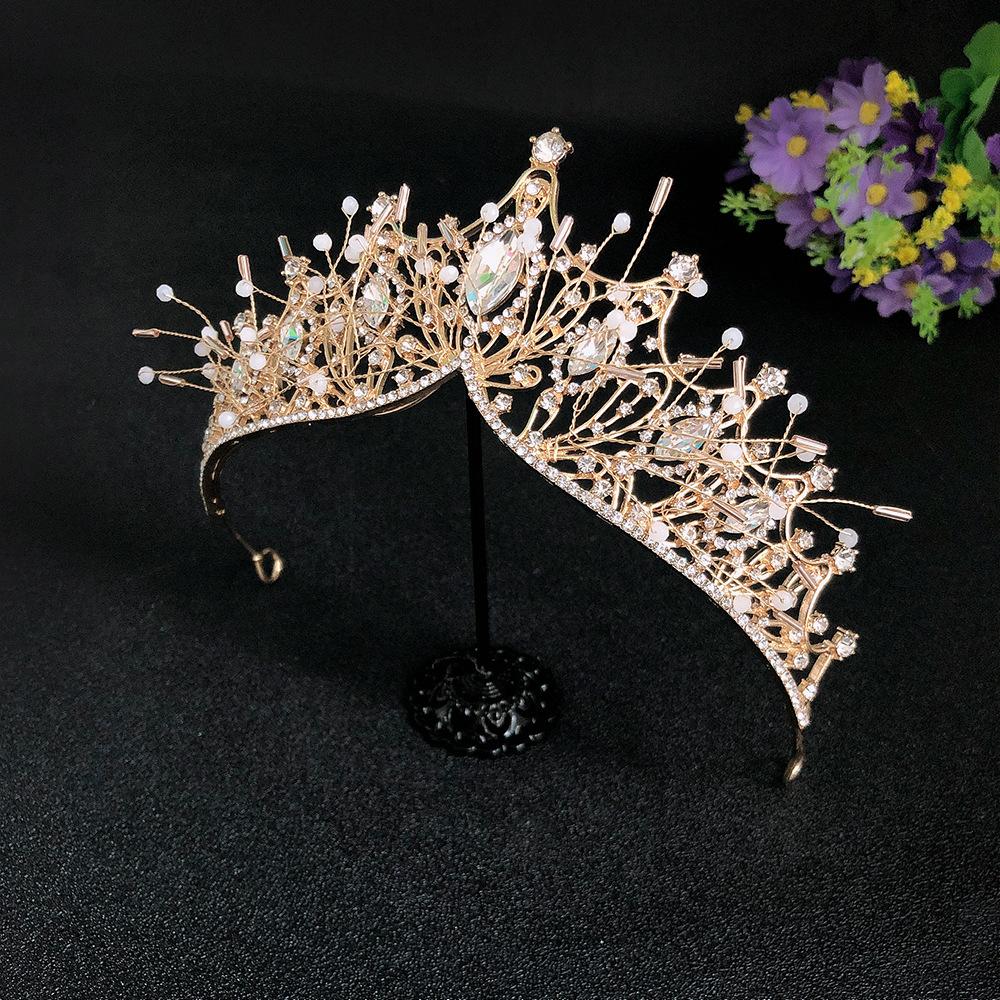 Handmade Baroque Hair Accessories Crown Children's Atmospheric Crystal Headdress Alloy Crown