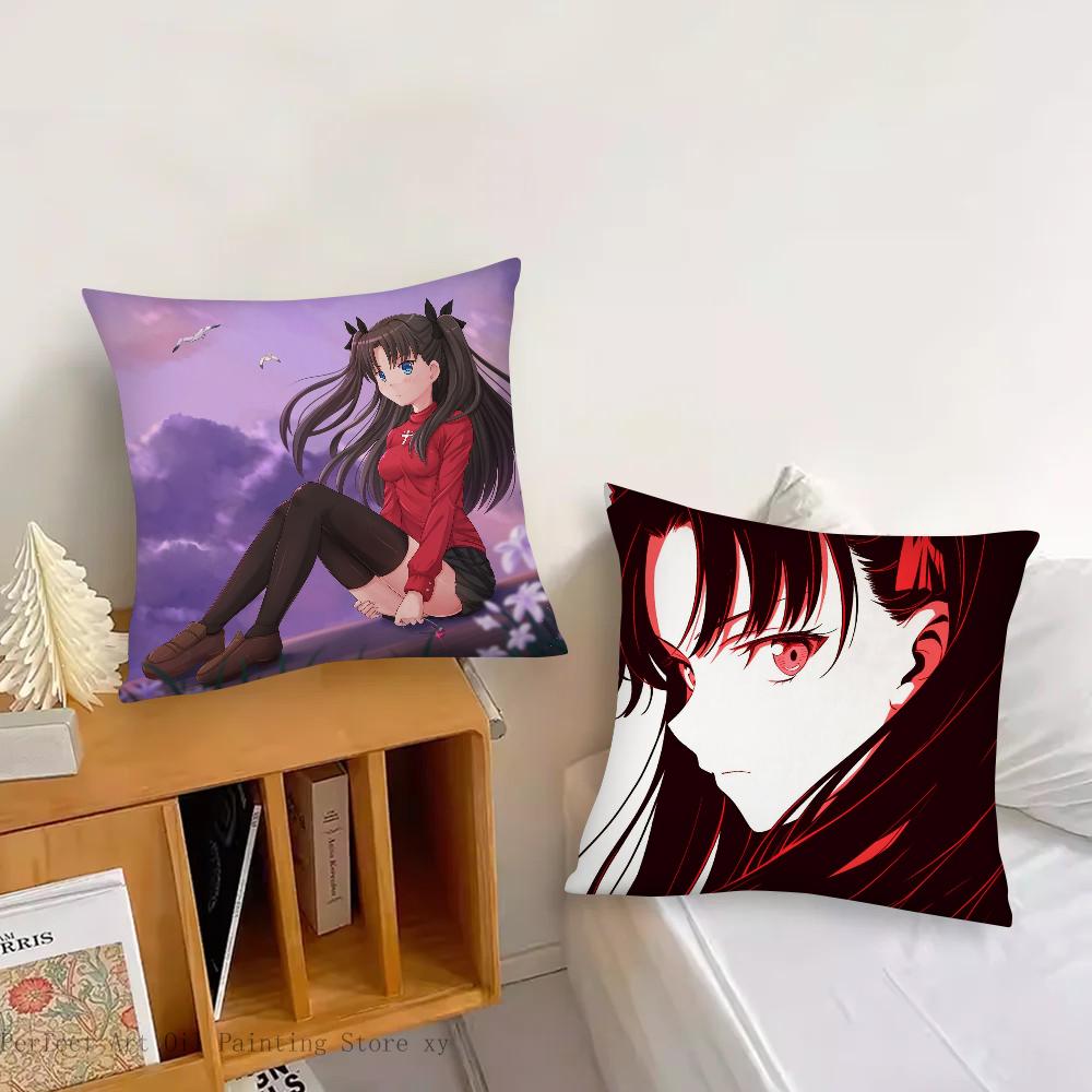1Pc Tohsaka Rin Japanese Adventure Game Fate Pillow Case Square Pillow Bedroom Sofa Leisurecar Living Room Home Decoration 40X40