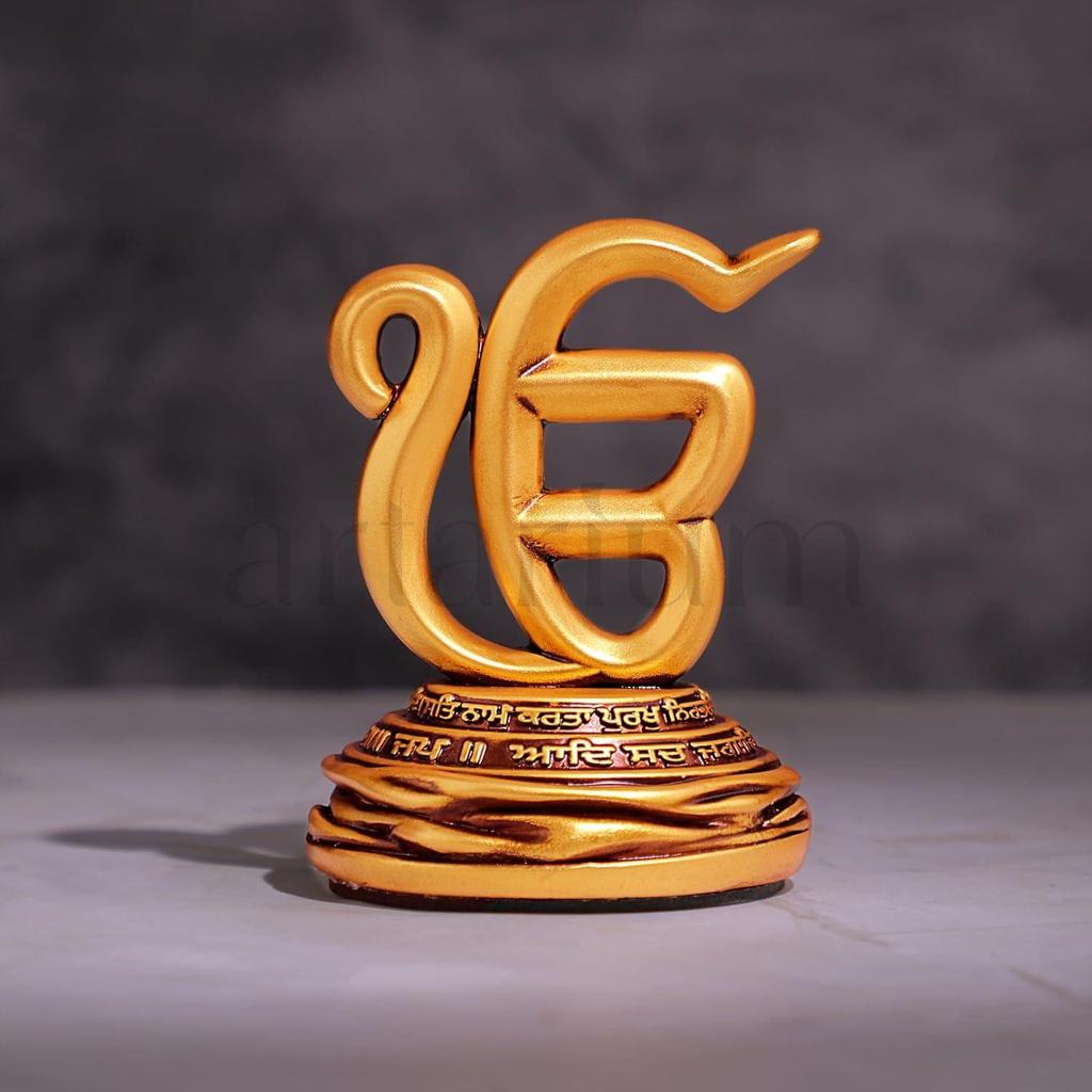 Ek Onkar Idol for Car Dashboard and Home Decor, Sikh Religious Symbol Showpiece for Office Table, Mandir, Meditation Room